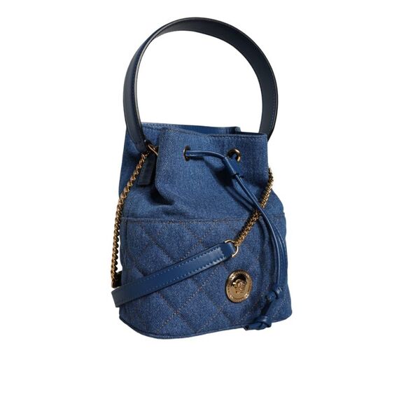 Versace La Medusa Denim Bucket Bag Crossbody Women Blue Crossbody Bags - Picture 4 of 6
